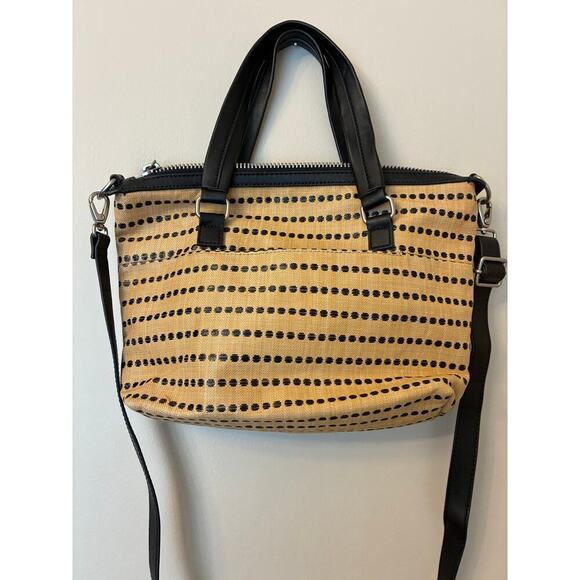 Fossil Purse Dawson Satchel Light Tan And Black Crossbody - Picture 3 of 8